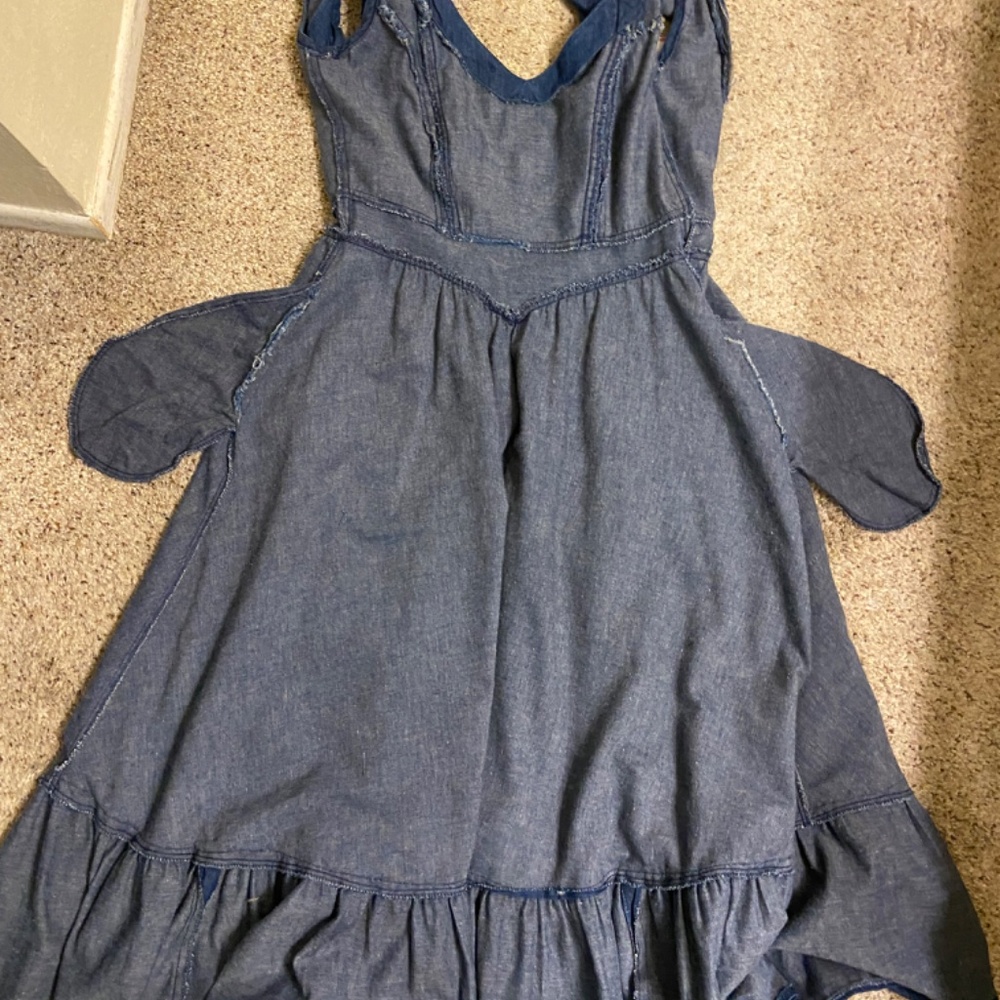 Vintage Gunne Sax ruffle prairie denim dress - Picture 14 of 16